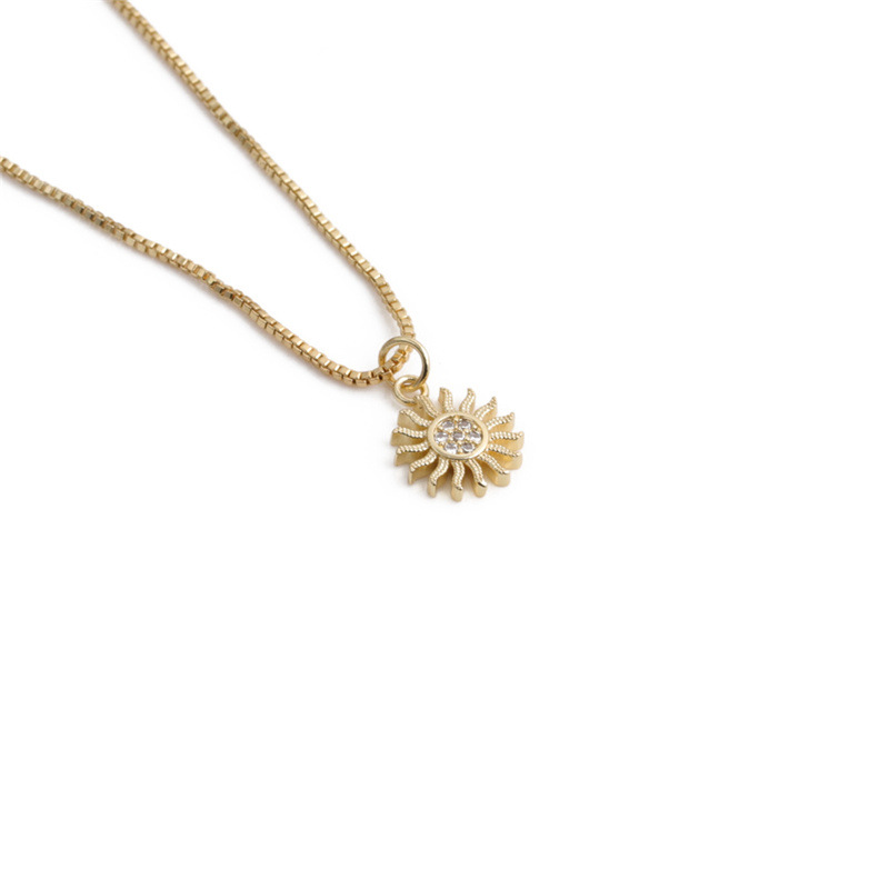 fashion simple moon star pendant gold micro-inlaid zircon necklace