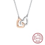 s925纯银心连心双环项链韩版气质轻奢锁骨链情人节礼物饰品批发