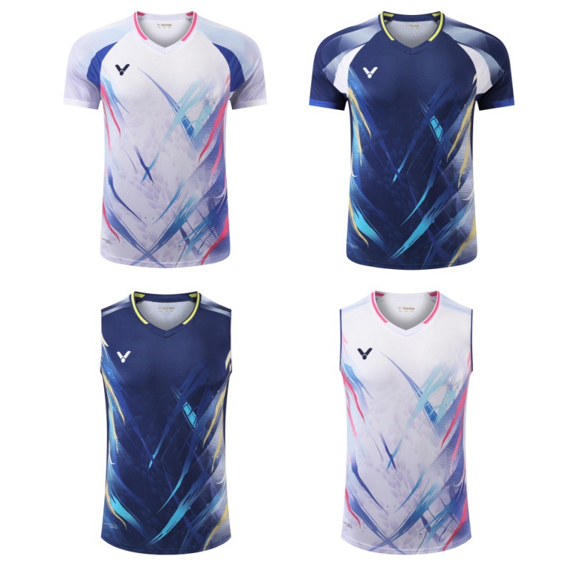 New Badminton Uniforms for Men and Women, Sports Quick-Drying Short-Sleeved Li Zijia's Same Jersey Training Uniforms, Tennis Competition Uniforms