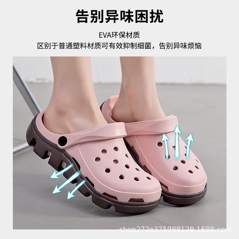 黛莎茜洞洞鞋女新款夏季外穿情侣防滑防臭eva包头软厚底沙滩凉拖|undefined