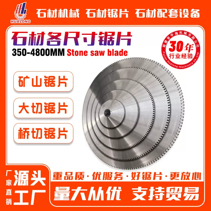 石材机械锯片 1.2/1.4/1.6/1.8/2/2.2/3.6/3.8/4.2米切割机大锯片