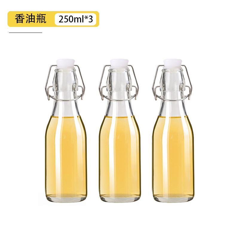 Botella sellada de vidrio de grado alimenticio, hebilla, tapa, aceite de sésamo, botella vacía, olla de aceite de cocina de gran capacidad, botella de bebida condimentada