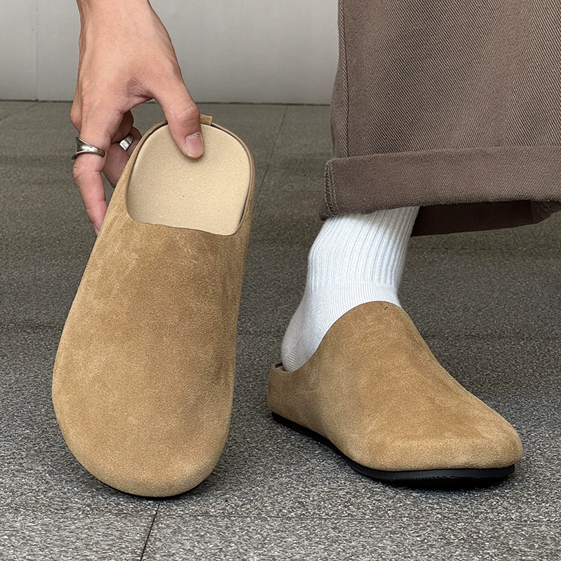 Мужские мокасины Birkenstock 2025 года, новая модель, ленивые туфли, нишевый дизайн, полусапожки с защитным носком, 45130-J