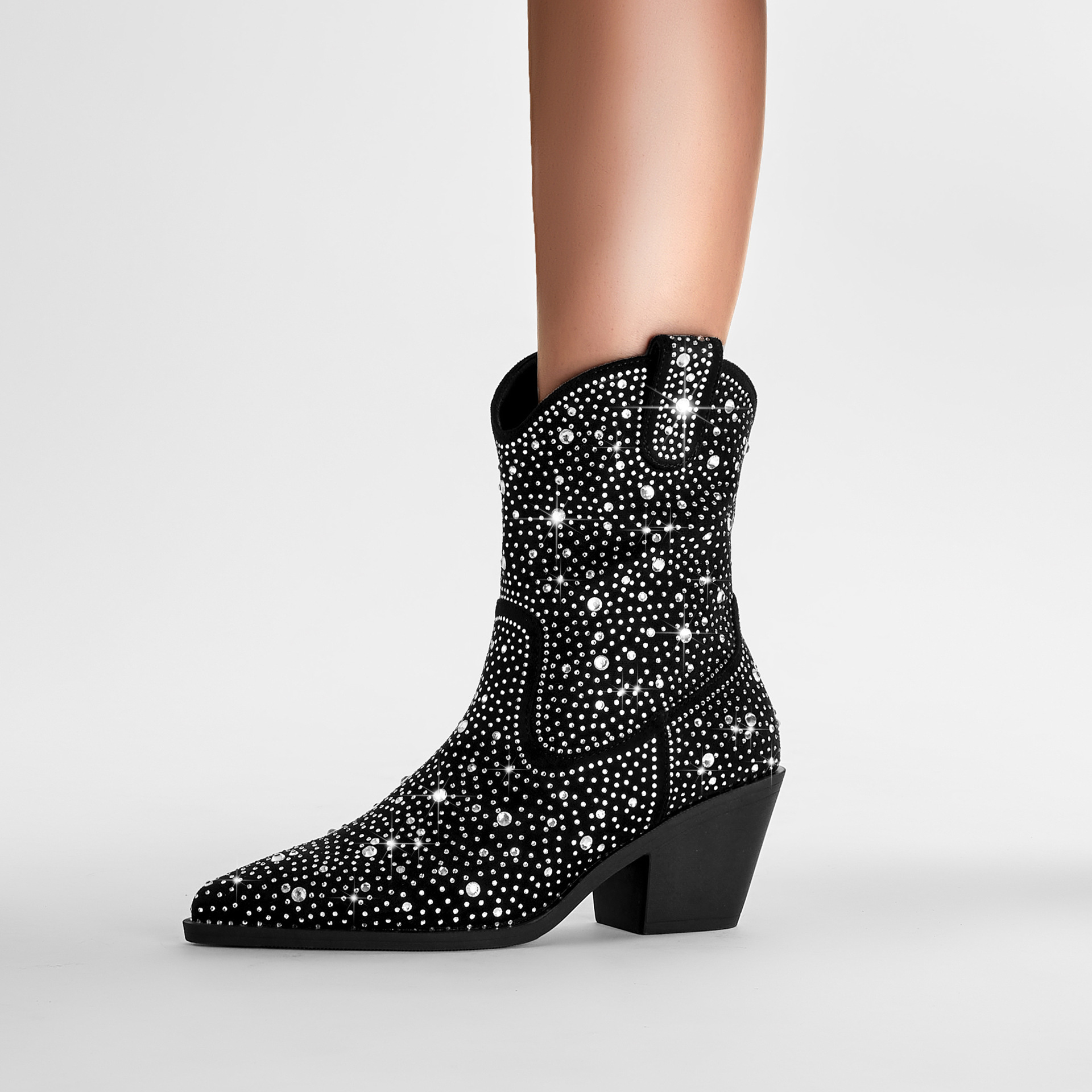 Women's Elegant Solid Color Rhinestone Point Toe Classic Boots display picture 2