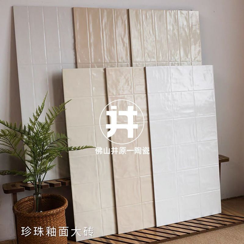 French Retro Pearl Glaze White Tile Kitchen Toilet Tile 400X800 Milk White Shell Wall Tile