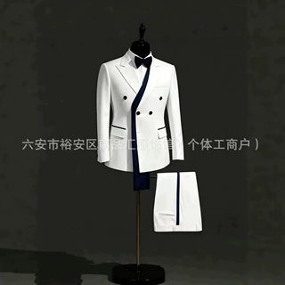 双排扣西服套装跨境外贸高级感西服套装男士结婚礼服新郎西装高端