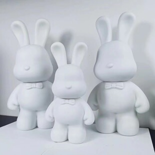 Wholesale DIY fluid Rabbit White embryo piggy bank violent rabbit couple graffiti handmade rabbit year gift ornaments