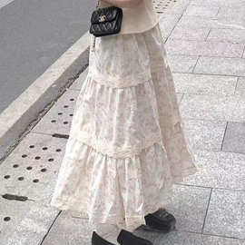 2026新款简约韩系碎花半身裙百搭蛋糕裙高腰东大门复古蛋糕长裙