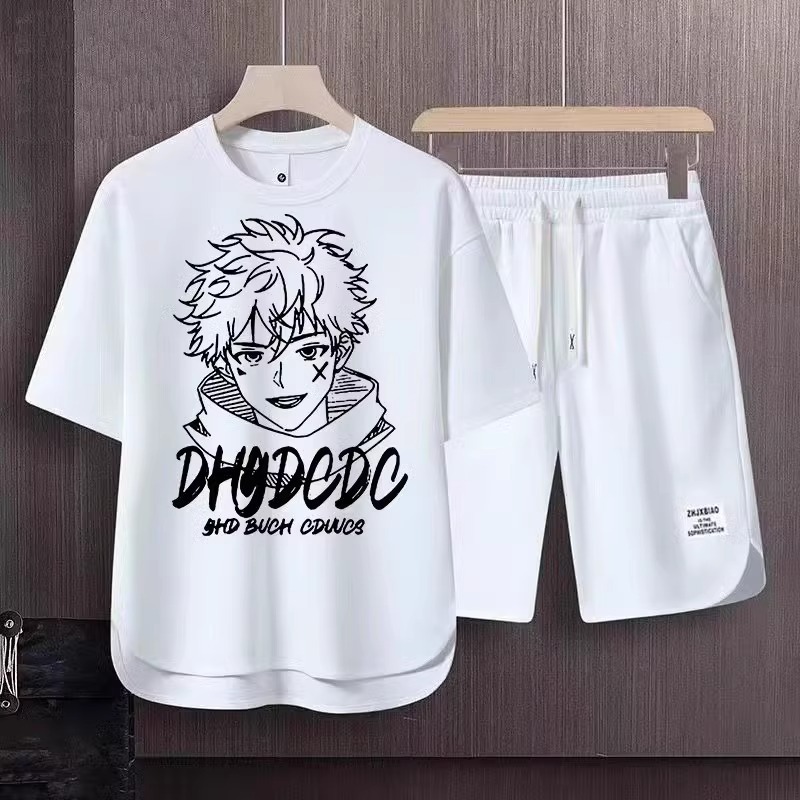 Ensemble t-shirt et short gaufre homme tenue été décontractée_voghion.com