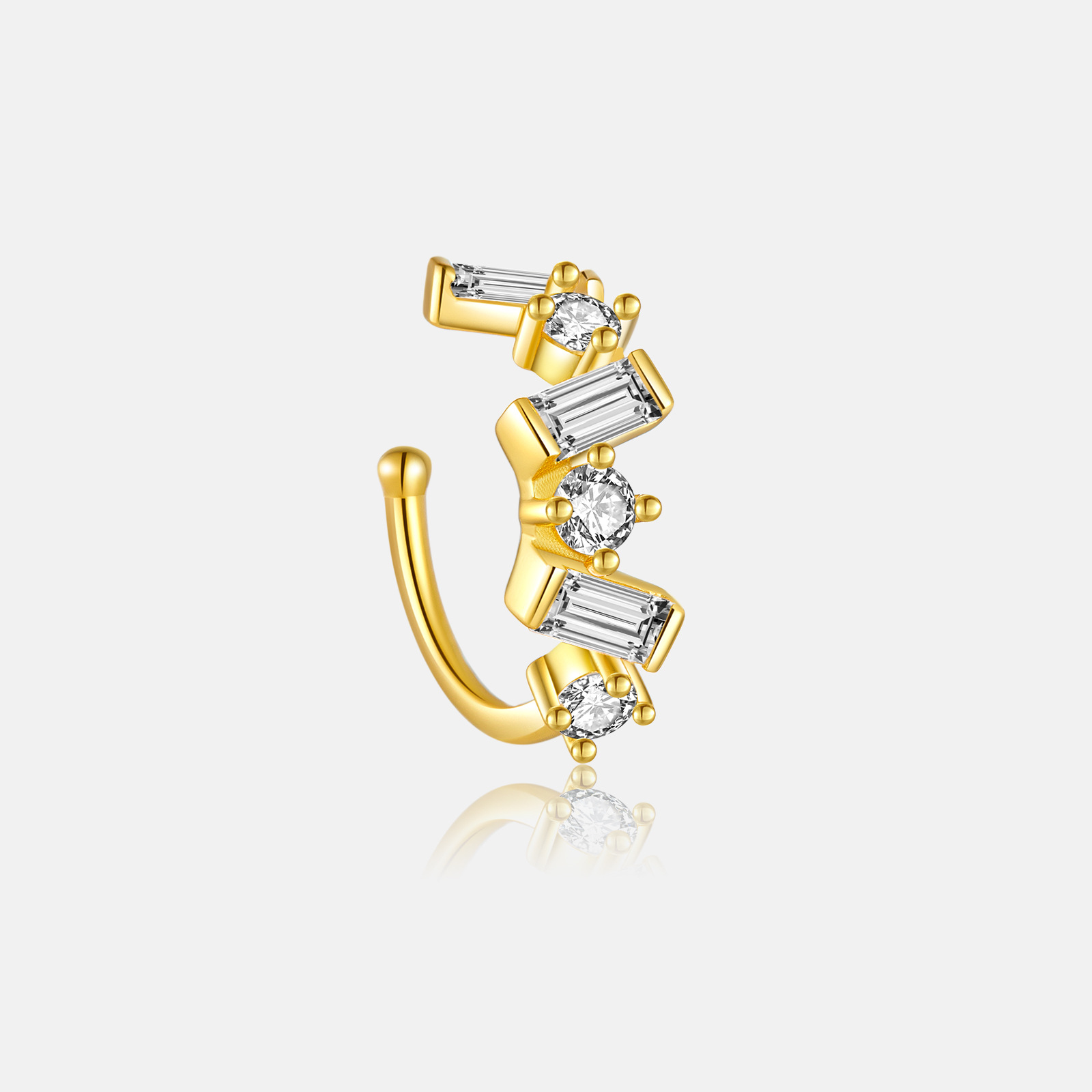 Holiday, Daily Occasion 1 Piece 18K Gold Plated 925 Sterling Silver Geometric Ear Cuffs