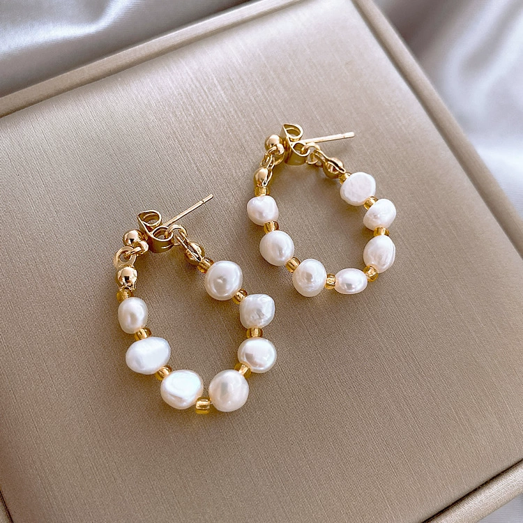 Organic demi-season earrings from pearl, silver 925 sample