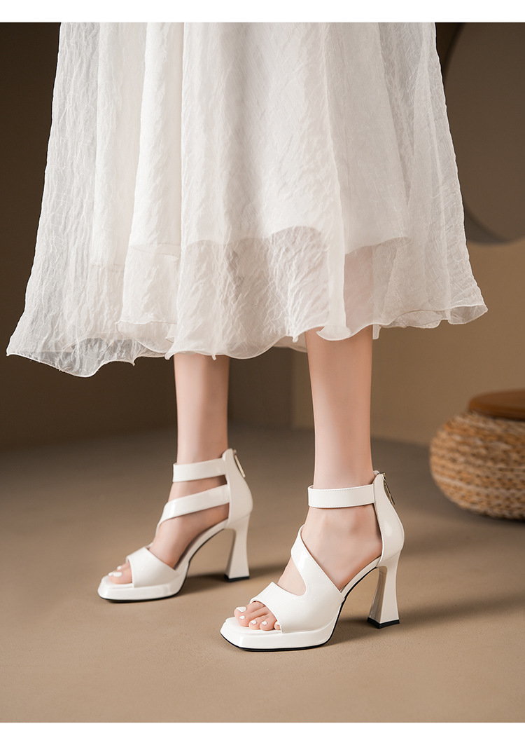 Y5718 Französische Sandalen mit Blockabsatz, wasserdichter Plateausohle, Reißverschluss hinten, sexy offene Zehenpartie, Lackleder_voghion.com