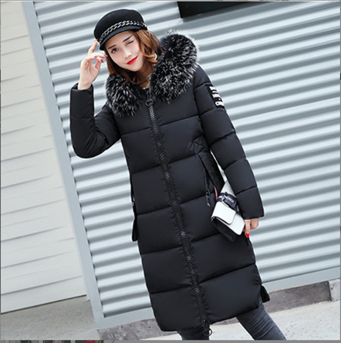 2025 nuevo otoño e invierno abrigo de algodón delgado de estilo coreano para mujer de longitud media de moda cuello de piel grande abrigo de algodón grueso para mujer