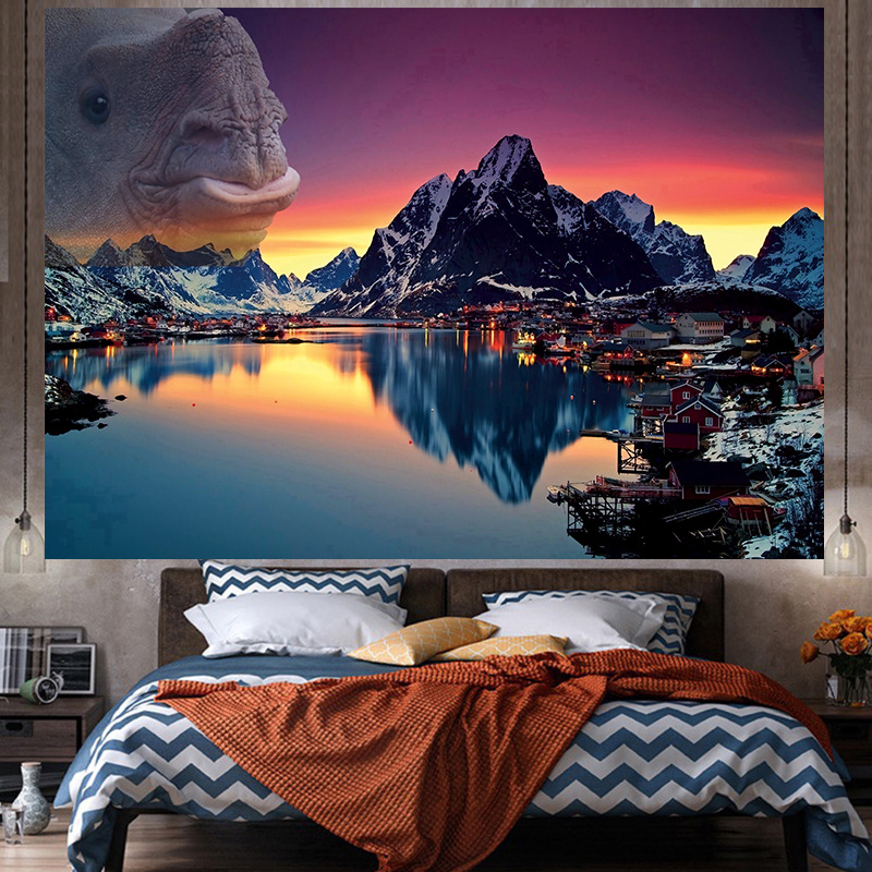 Tela de fondo ins estilo colgante papel pintado de tela dormitorio habitación renovación diseño noche lienzo cartel decorativo paño de pared