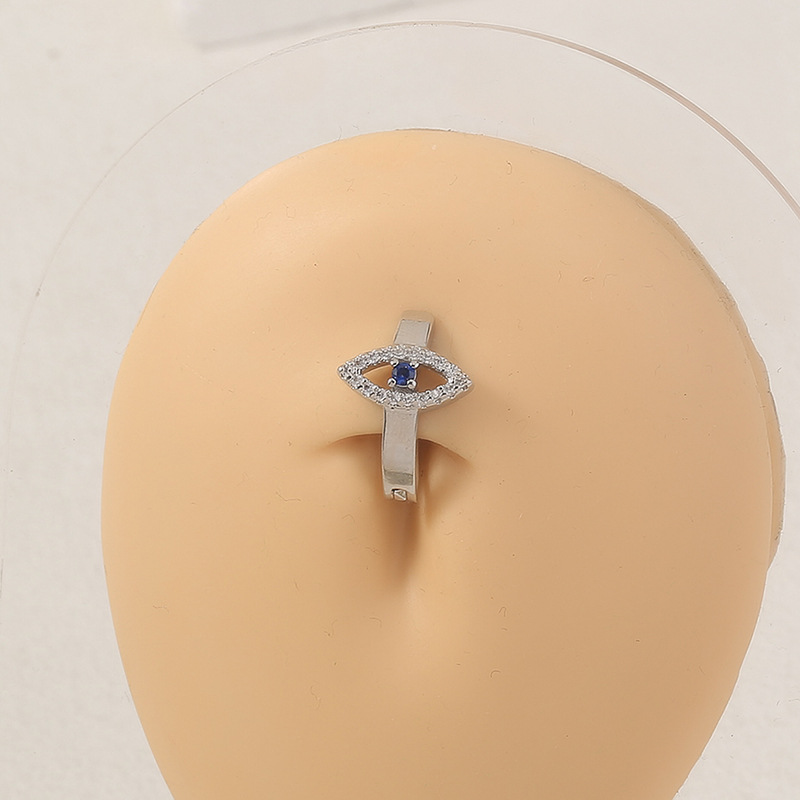 Unique Hip Hop Evil Eye Belly Button Ring With Sparkling Stones_voghion.com