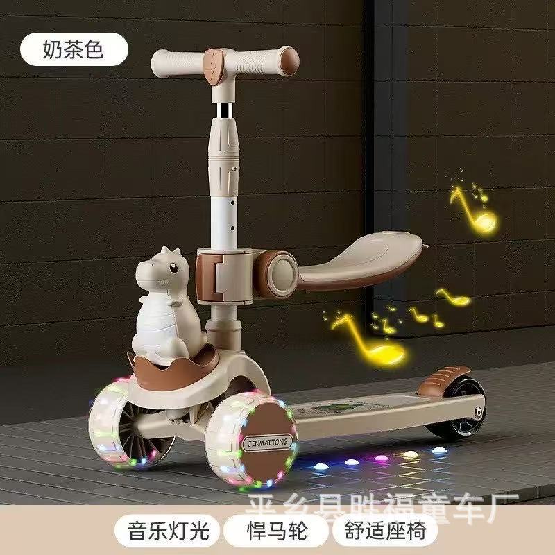 Children's Scooter Widened and Thickeneded Scooter Can Sit and Ride Three-In-One Baby Toy Scooter for 1-34-6 Years Old