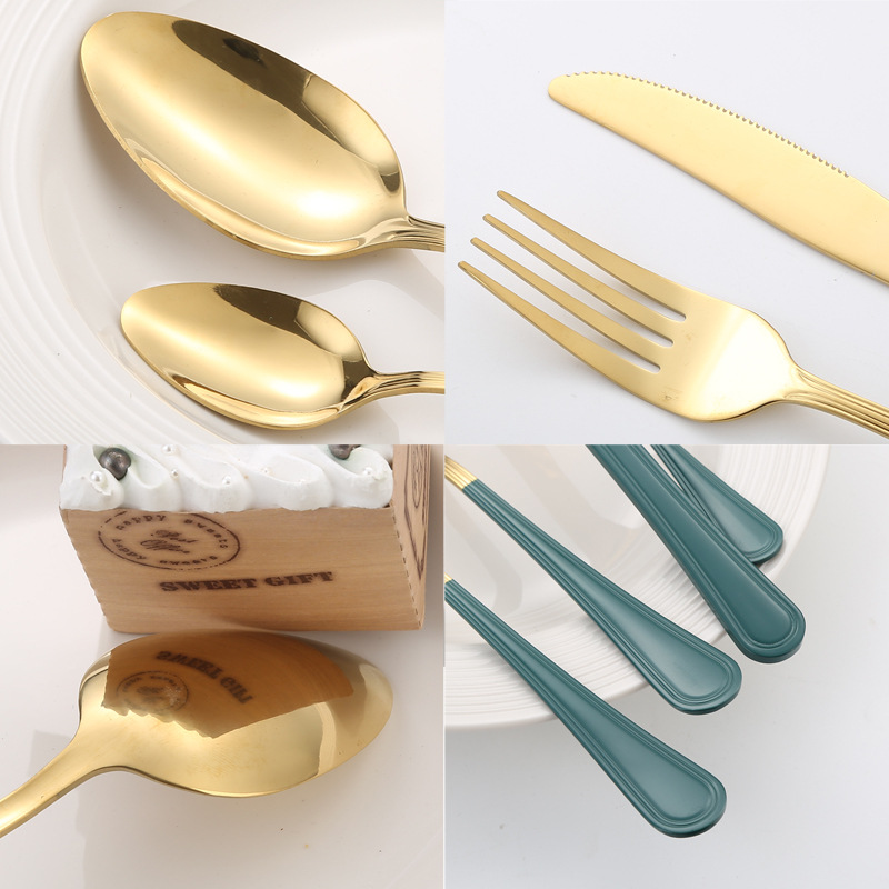 Fuente transfronteriza cubiertos de acero inoxidable cuchillos y tenedores cucharas de doble línea cucharas de té cucharas de té