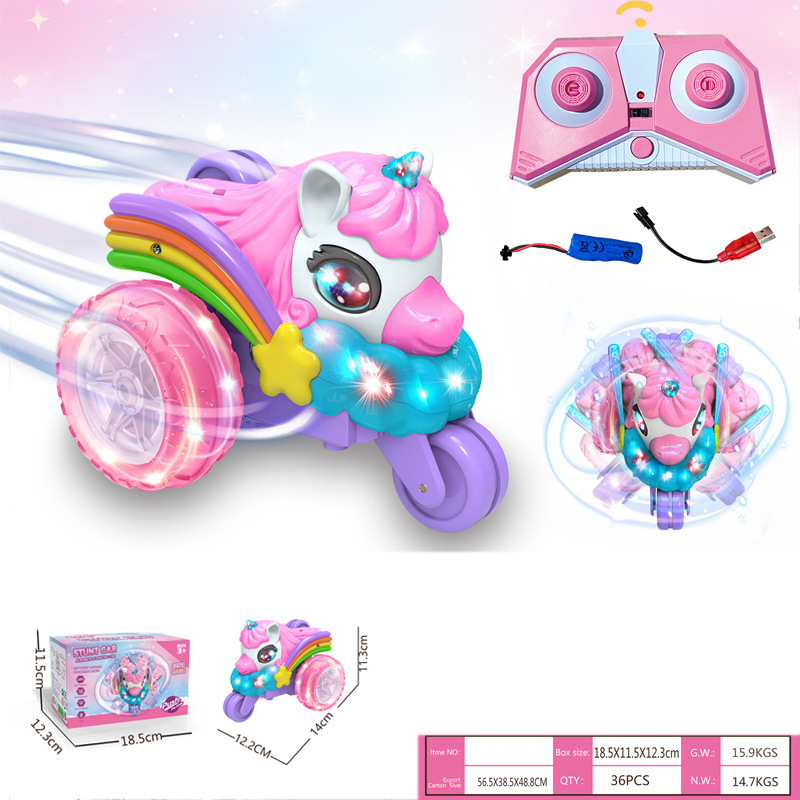 Cross-Border 2.4g Remote Control 3-Wheel Spider Unicorn Twisting Car Rotating Four-Way Crawling Spider with Red and Pink Lights Cross-Border 2.4g Remote Control 3-Wheel Spider Unicorn Twisting Car Rotating Four-Way Crawling Spider with Red and Pink Lights