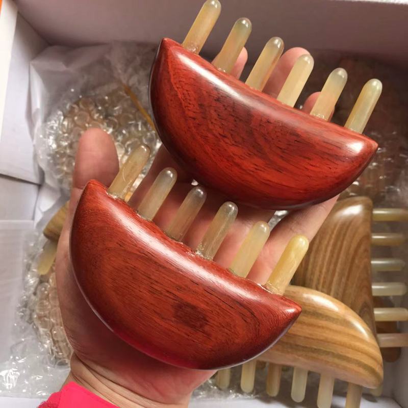 源工場緑檀羊角家庭用頭部経絡マッサージ櫛檀木櫛彫刻櫛卸売り|undefined