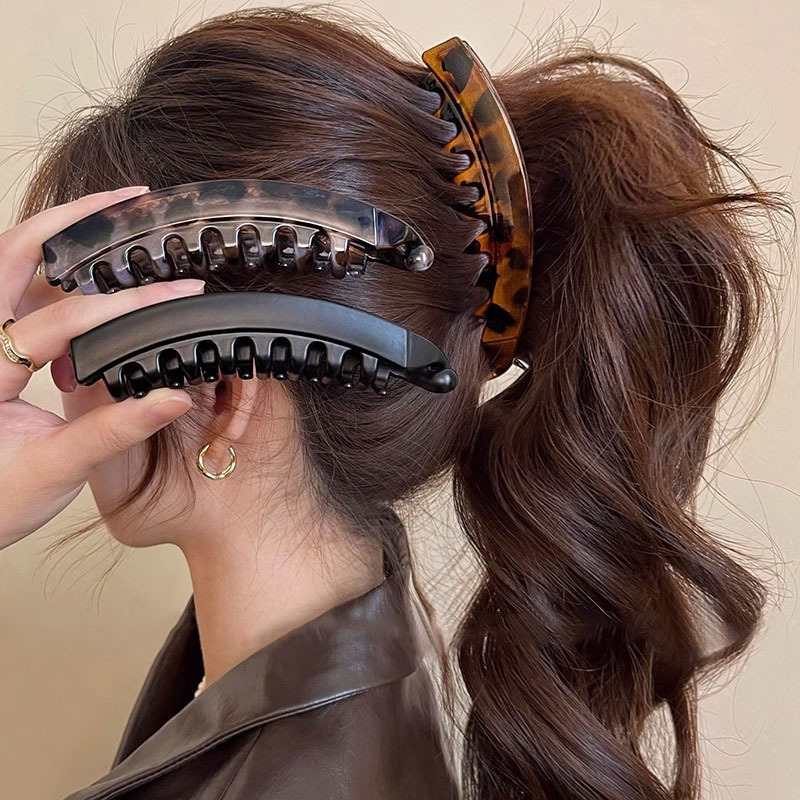 Cross-Border New Large Banana Hair Clip for Thick Hair, Vertical Clip for Hair on the Back of the Head, High Ponytail Fixing Artifact Hair Accessory