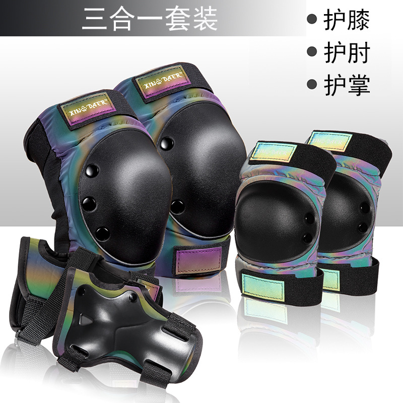 Traje de equipo de protección de patinaje sobre ruedas tres en uno almohadilla de rodilla almohadilla de codo patineta resistente a las caídas almohadilla de rodilla deportiva para niños entrega de una pieza
