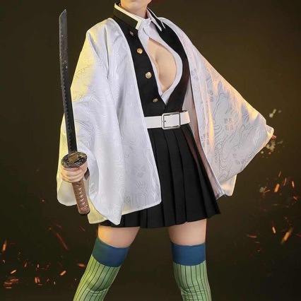 Dark Pattern Demon Slayer: Kimetsu No Yaiba Cos Kanroji Mitsuri Demon Slayer Love Pillar Japanese Uniform Cosplay Costume for Women