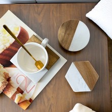 厂家清仓temu跨境批发大理石拼接杯垫酒店隔热杯垫订婚乔迁礼物