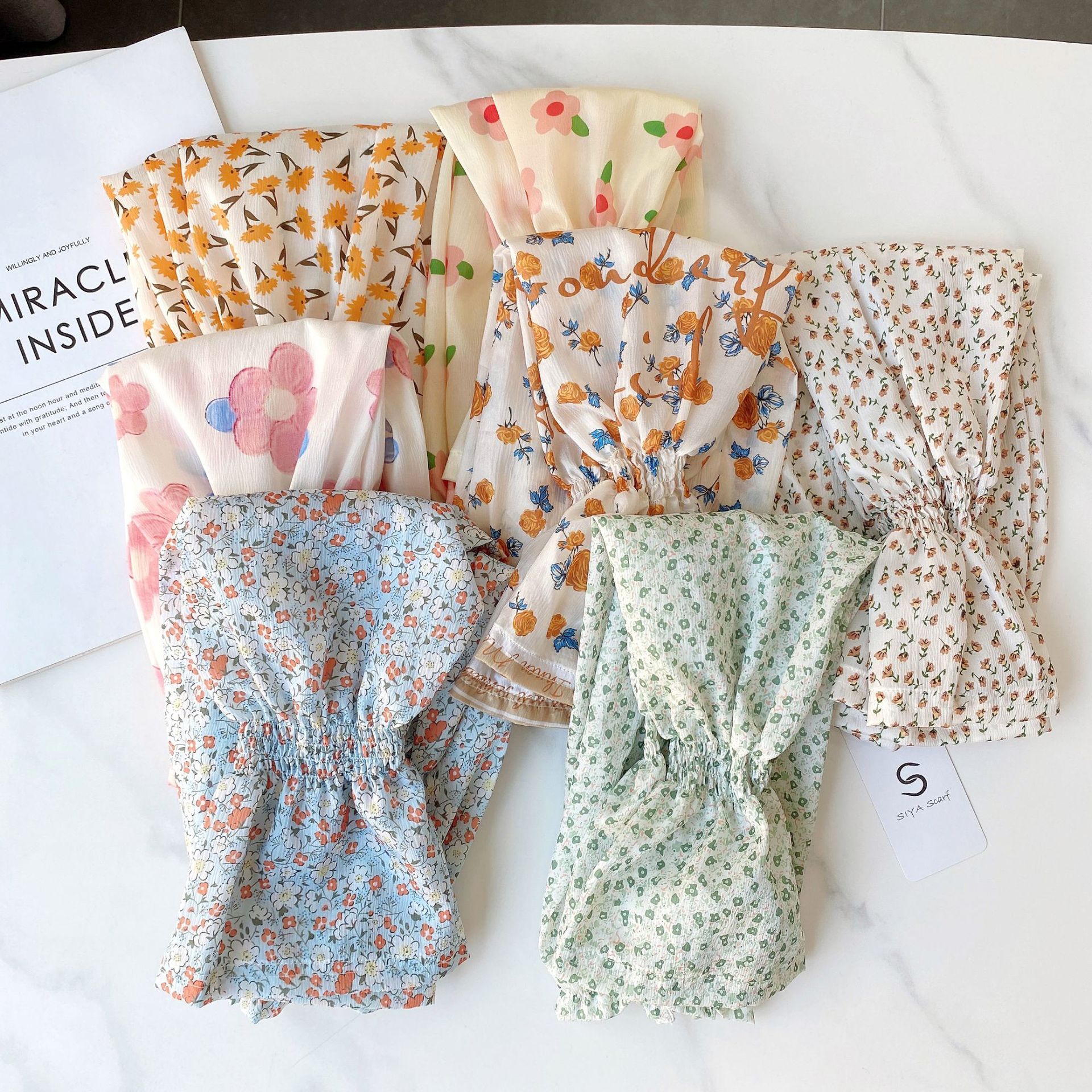 INS elegante floral gasa protección solar manga de hielo decoración de conducción al aire libre protección solar manga de brazo