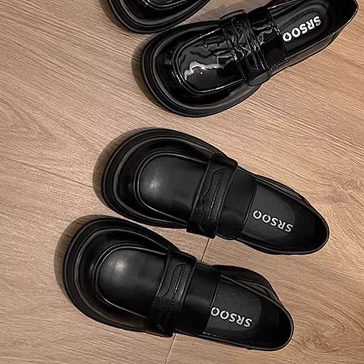 Black summer retro Mary Jane shoes platform English style
