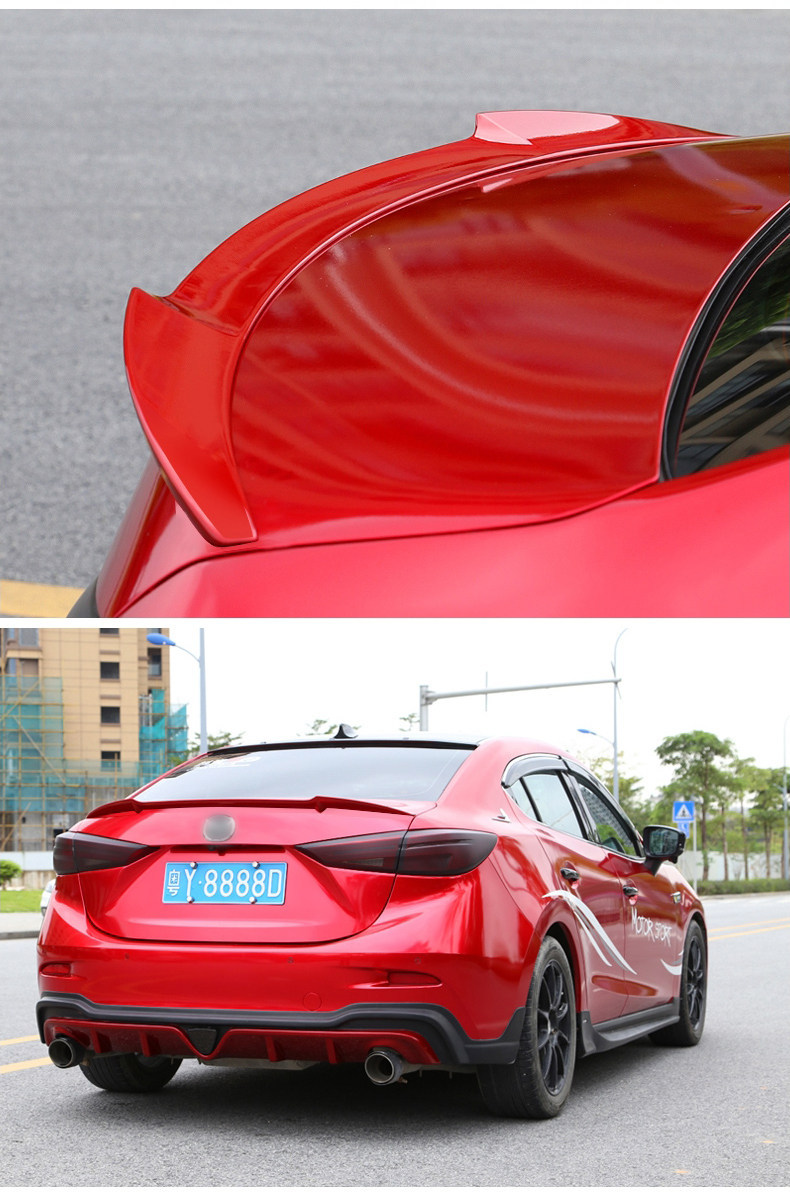 Mazda3 Angkesela tail wing modification, sedan-style fixed wing, sporty tail wing, Angkesela decoration, no drilling required