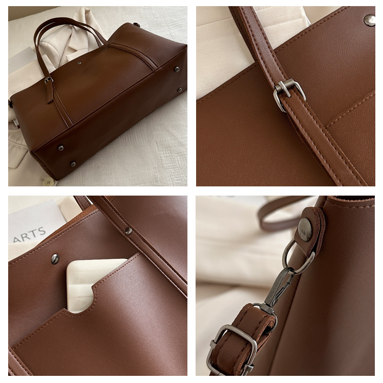 Retro texture commuting solid color simple 2024 autumn new large-capacity single-shoulder bag with a relaxed underarm tote bag undefined