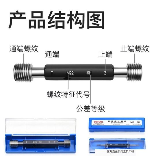 Thread plug gauge stop gauge internal hole thread plug gauge M20 M22 M24 M27 * 3*2*1.5*1*0.75 factory