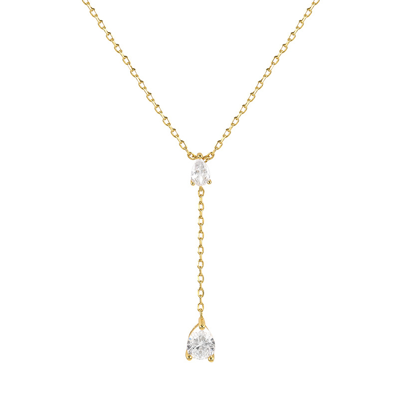 Fashion Solid Color Sterling Silver Necklace Chain Inlay Zircon 925 Silver Necklaces