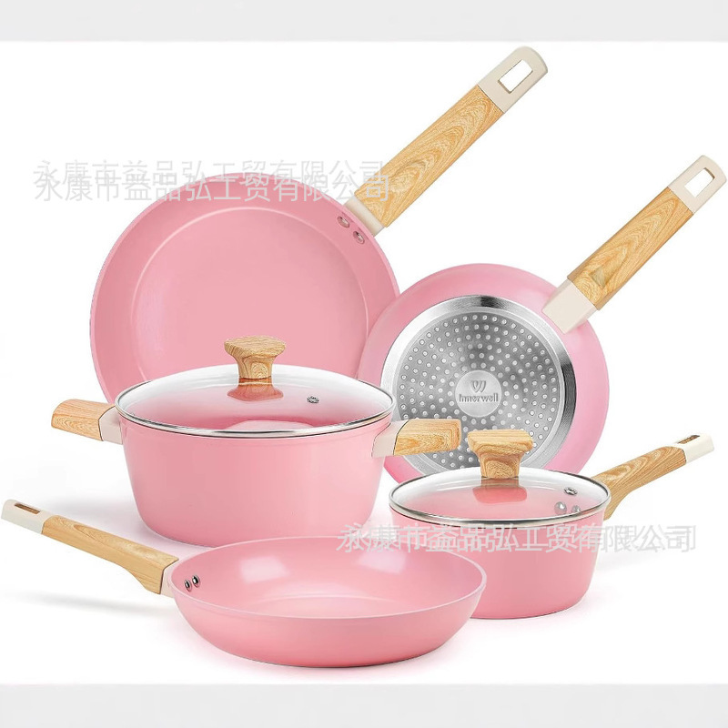 7 piezas de cocina doméstica de arroz antiadherente de cocina de aluminio