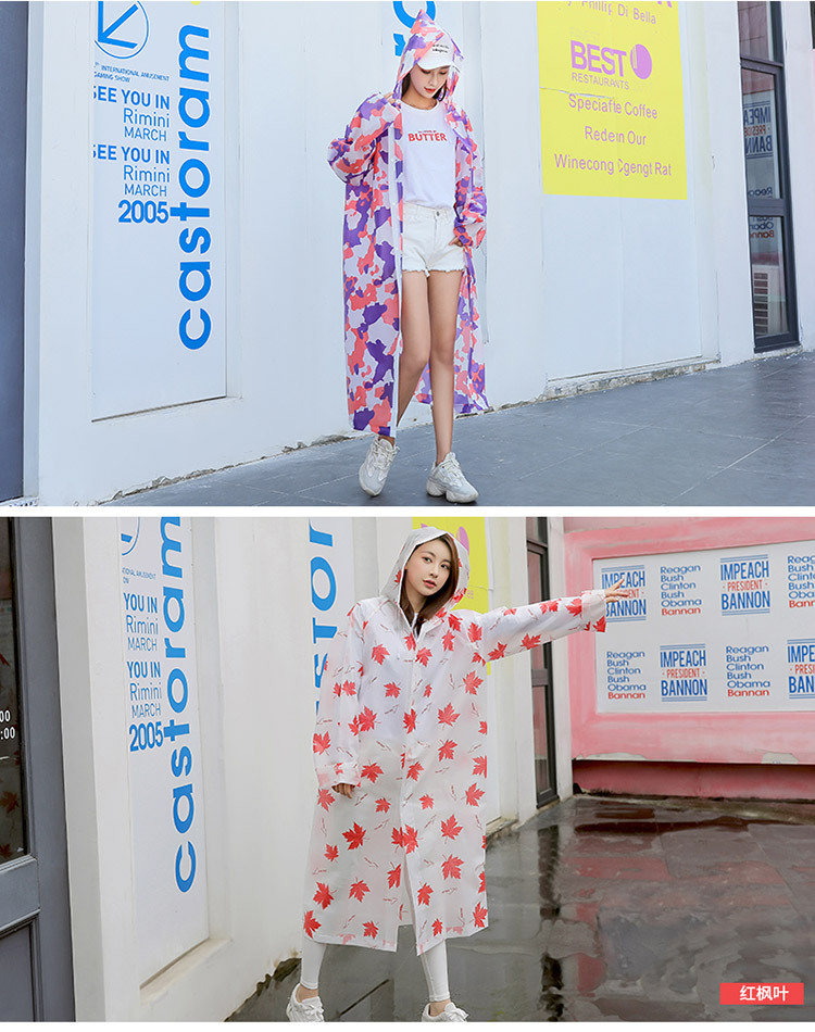 mefine Mingjia EVA full-print raincoat, non-disposable fashion camouflage adult raincoat, outdoor cycling raincoat detail image 15