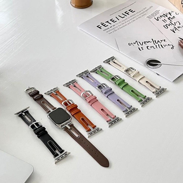 Hollowed-out breathable leather Apple Watch band, compatible with Apple Watch Series 10, 11th generation, and 87th generation, suitable for women's Apple Watch Series 9SE.