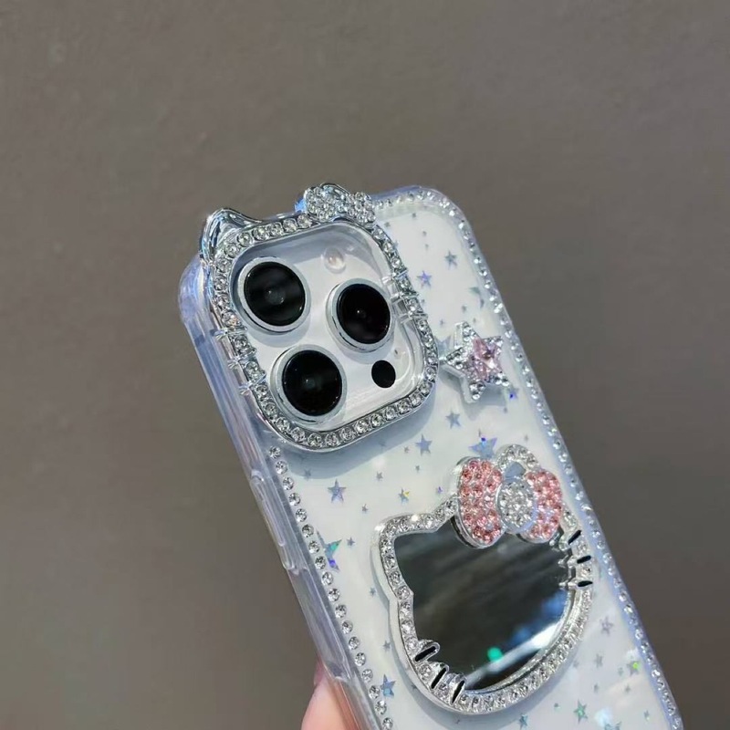 透明水钻补妆镜适用苹果iPhone16promax手机壳全包15Pro镶钻14|undefined