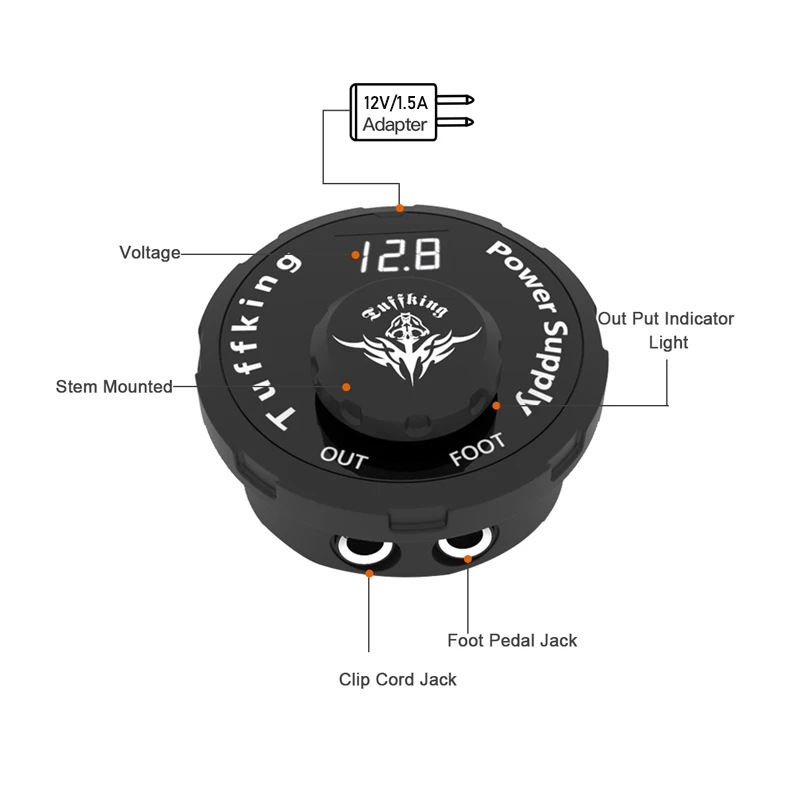 Transfronterizo caliente Tuffking tatuaje fuente de alimentación de voltaje estabilizado corriente constante adaptador de impresora mini tatuaje fuente de alimentación del tatuaje