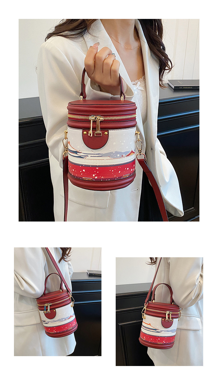 Bolsa tiracolo de balde com graffiti para mulher estilo coreano_voghion.com