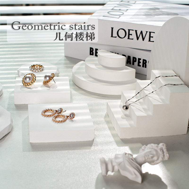 Three-Dimensional Geometric Staircase Photo Photography Props Square Round Fan-Shaped Jewelry Beauty Photography Background