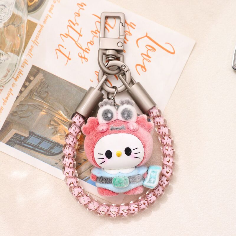 Long telephone cord hair tie, mobile phone chain, flocked cute charm pendant, cute decoration, keychain, Ocean KT series doll