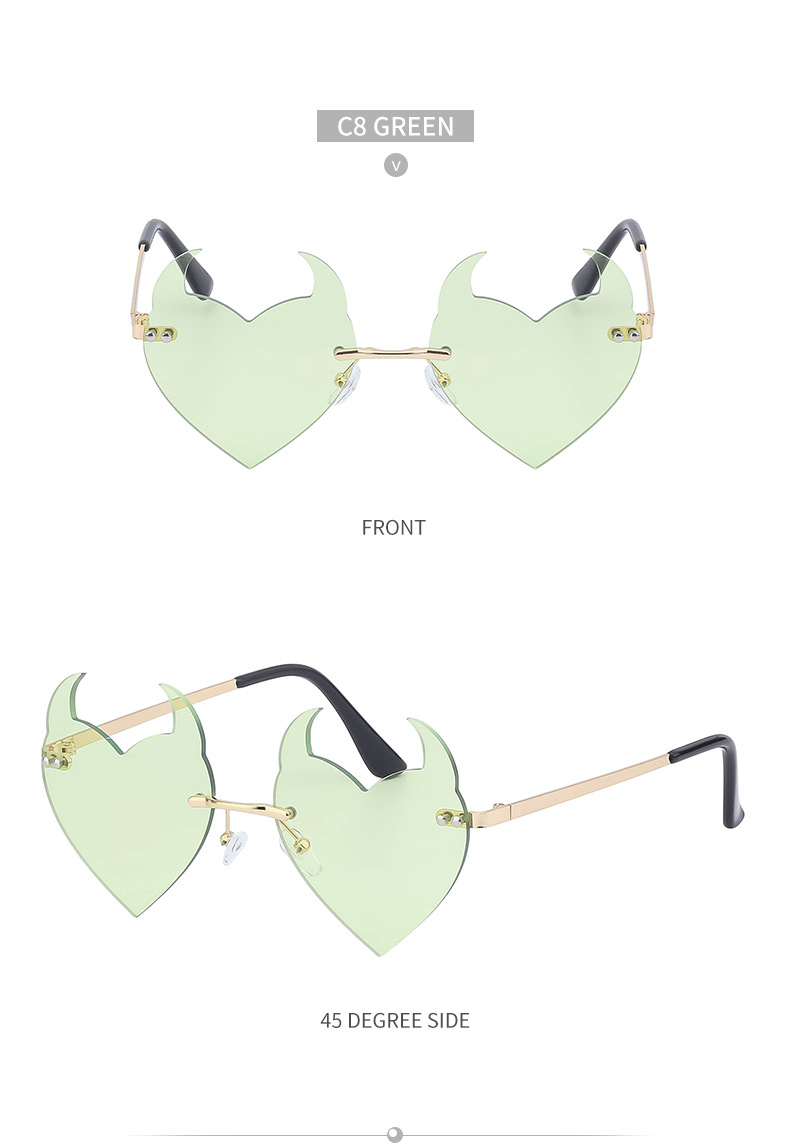 Women's Fashion Heart Shape Pc Special-shaped Mirror Metal Frameless Sunglasses display picture 18