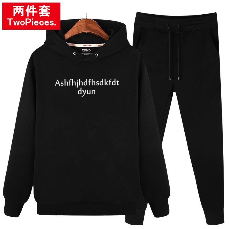 가을과 겨울 기모 스포츠 세트 남자 스웨트 후드 학생 패션 재킷 남자 플러스 사이즈 캐주얼 운동복