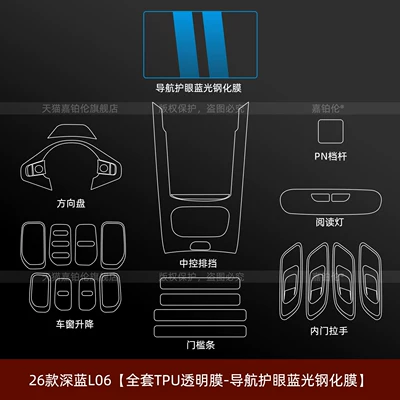 Deep Blue L06 Headlight Protective Film, Car interior film - 26-models-of-dark-blue-l06-full-set-of-tpu-transparent-film-navigation-eye-protection-blue-light-tempered-film