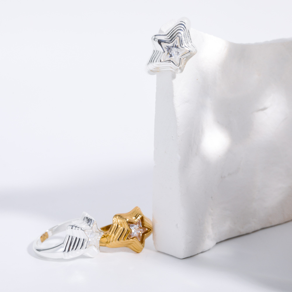 Fashion Star Copper Plating Inlay Zircon Rings 1 Piece