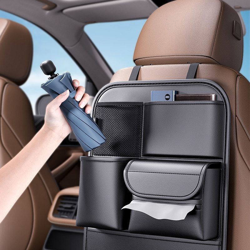 Multifunctional hanging storage bag for car seat back, car seat back storage bag, anti-kick pad