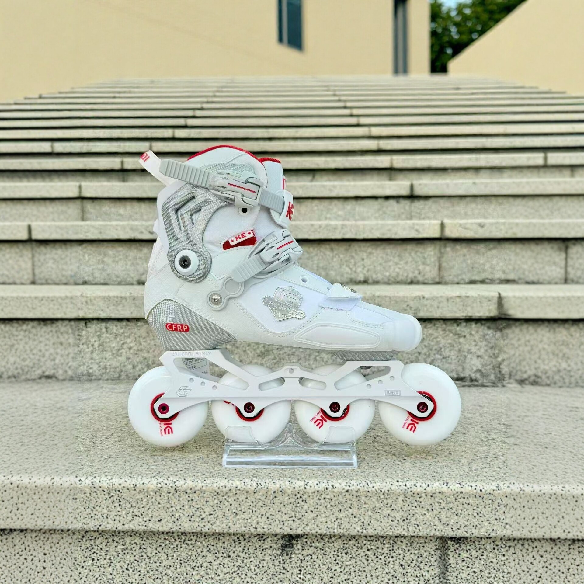 The same KE Conqueror Dual-Hardness Kraft Professional Carbon Fiber Freestyle Skates as the "King of Skates" (or "White Ghost")