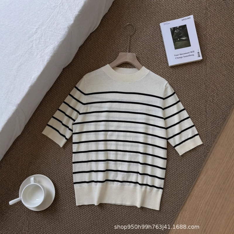 [Customized] COS with the standard version of the crew neck Joker knitted T-shirt white jacket simple summer