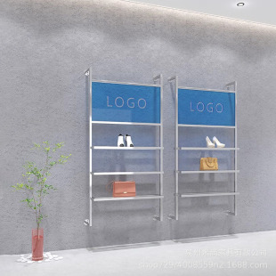 Stainless steel silver wall-mounted shoe store shoe rack display rack bag jewelry display rack shoe store shelf