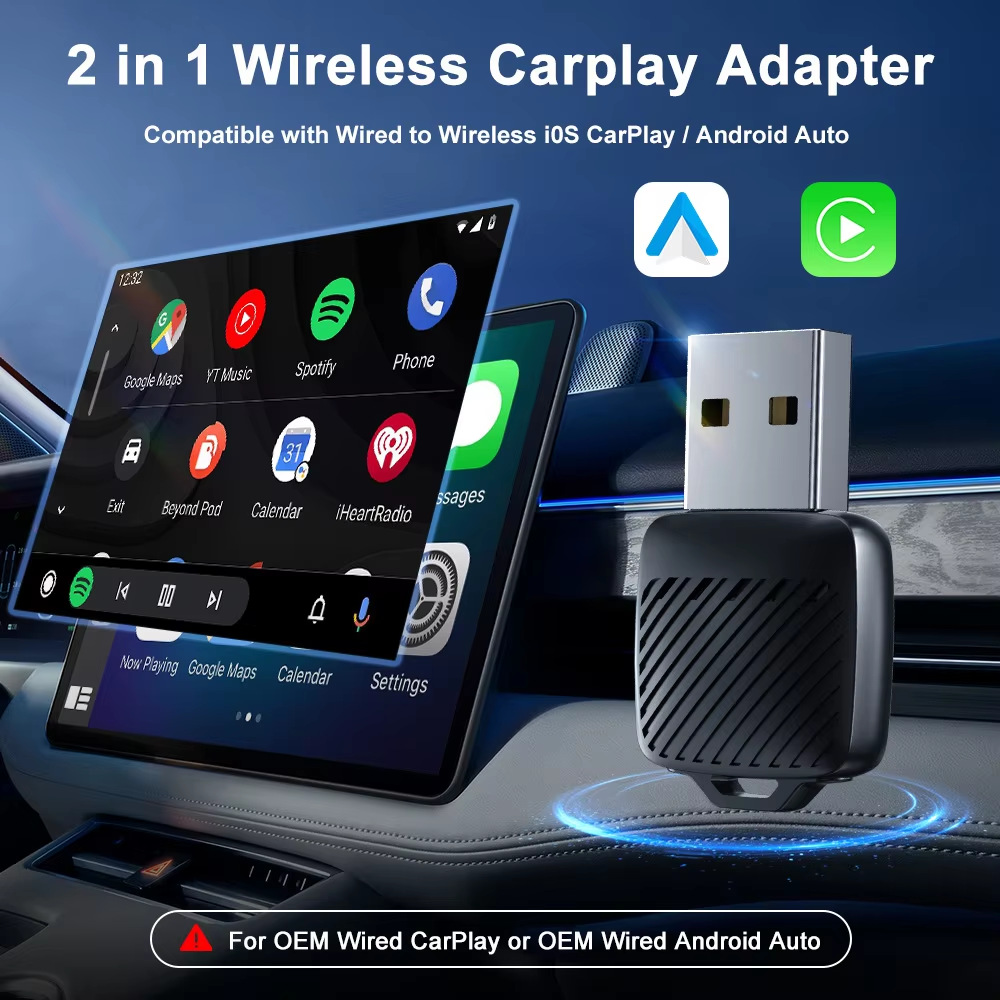 2-in-1 Wireless Carplay Box Android Auto Car Interconnection Adapter